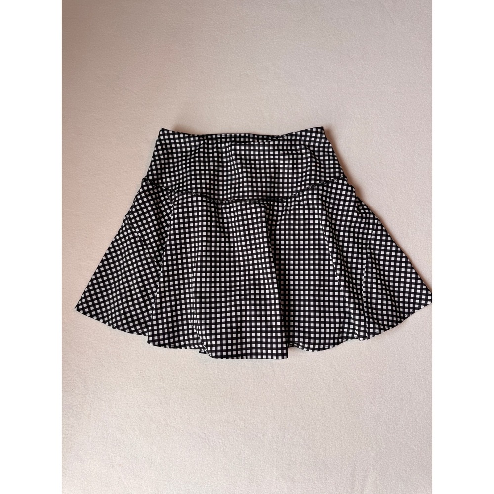 AVA Women's XS Black White Gingham Flared Tennis Skirt Athletic Golf Skort